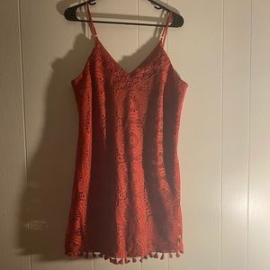 Speechless Coral Lace Dress with Tassels Size Large